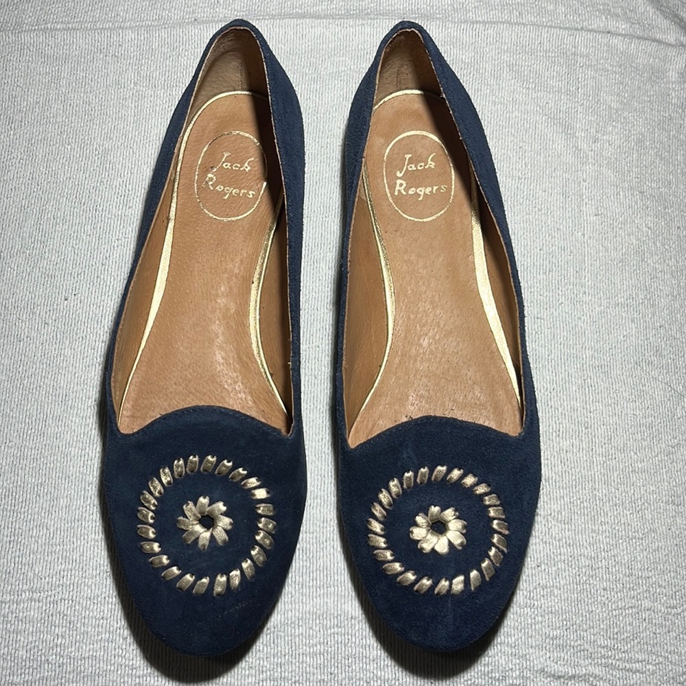 Jack Rogers blue suede flats